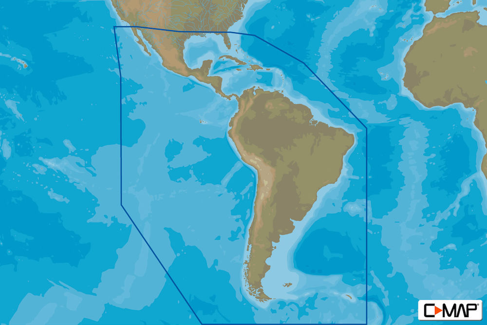 C-MAP SA-Y038 : MAX-N+ C: SOUTH AMERICA AND CARIBBEAN CONTINENTAL : Central and South America . Continental